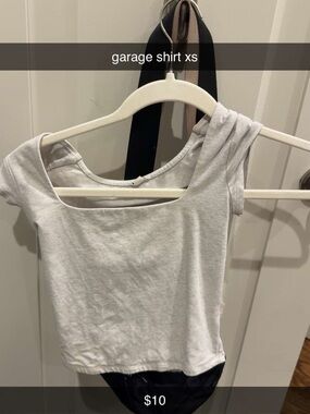 Garage White One-Shoulder Crop Top